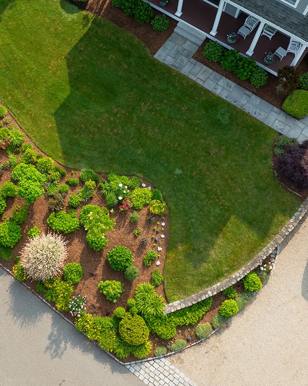 CMS Landscape An aerial view of a beautiful landscaping project built, designed, and maintained by CMS Landscape